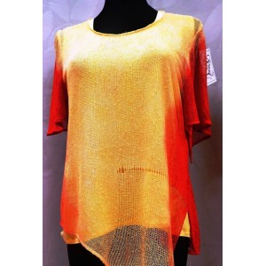 Top žltočervený, twinset